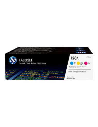 HP 128A original Toner cartridge CF371AM cyan magenta yellow standard capacity 3 x 1.300 pages 3-pack